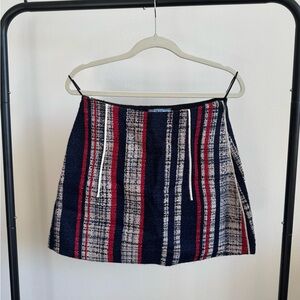 Prada Navy and Red Plaid Mini Skirt